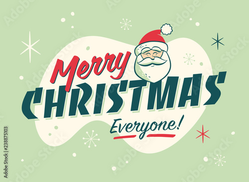 Vintage Style Christmas Postcard. Merry Christmas Everyone! - Editable EPS10.