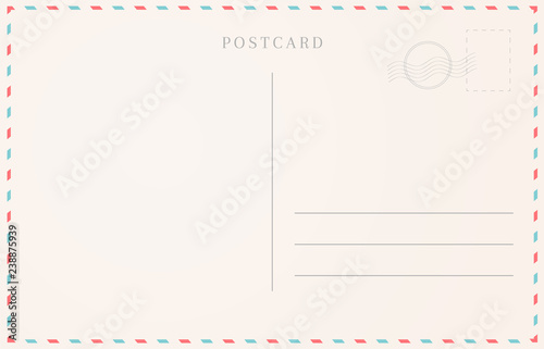 Blank travel card illustration. Postcard border template.