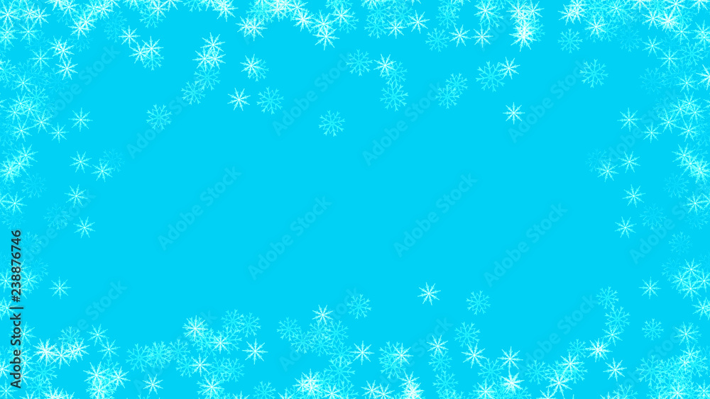 Fototapeta premium Abstract background with a variety of colorful snowflakes. Big and small.