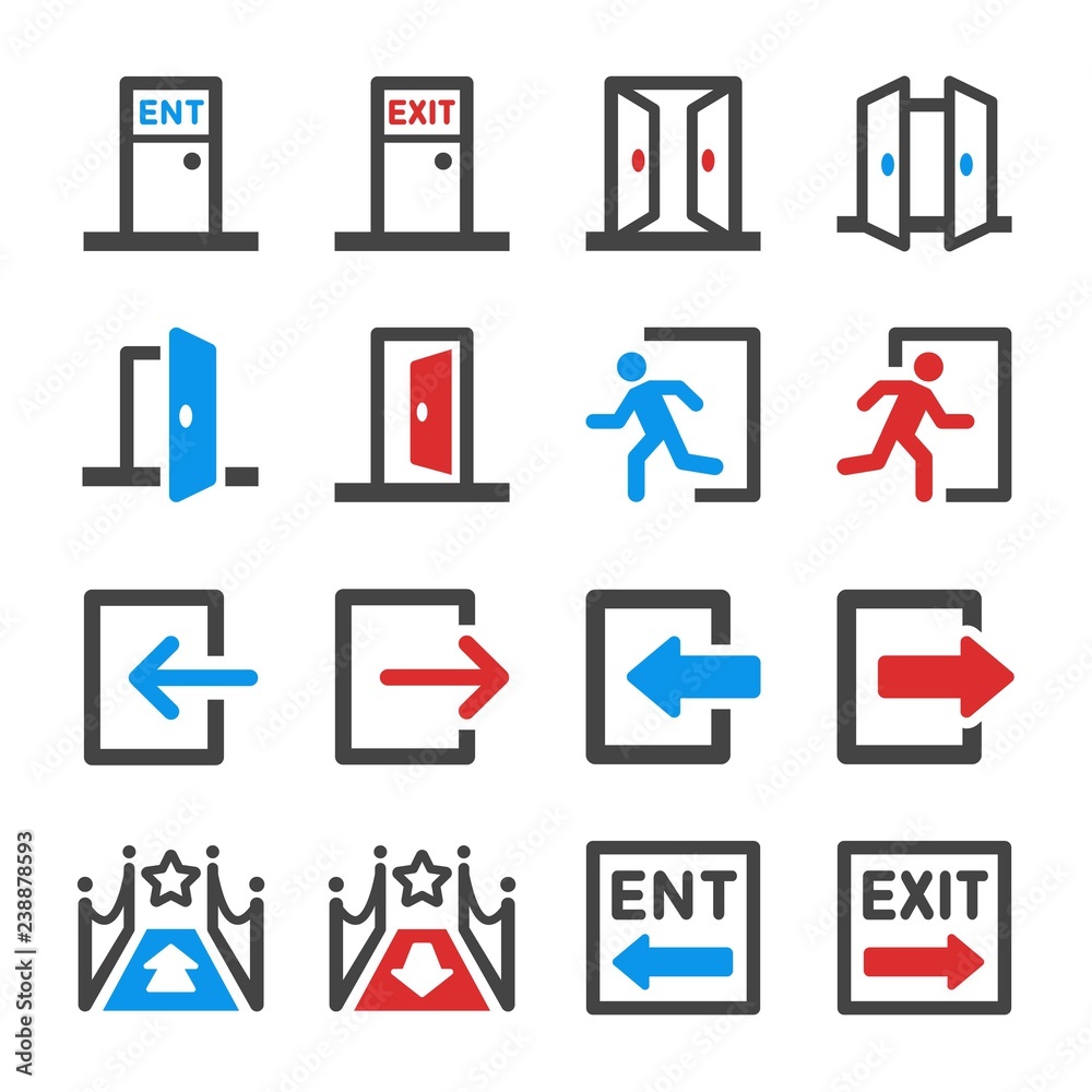 entrance and exit icon set,vector and illustration entrance and exit icon set,vector and illustration