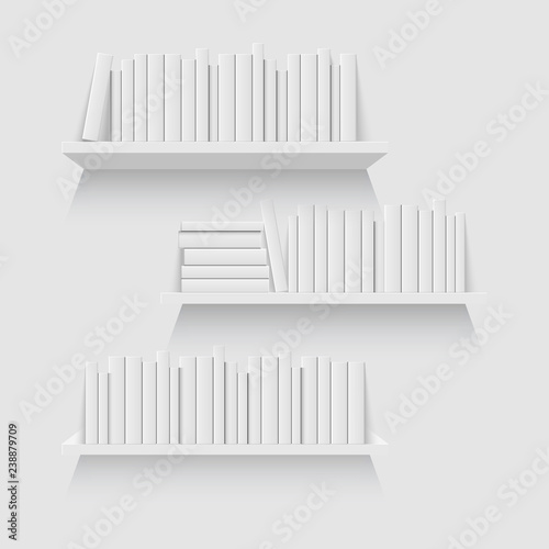 Mockup of bookshelf with blank books