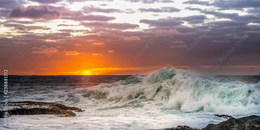 Sunrise and wave - Cemetery Bay, Norfolk Island