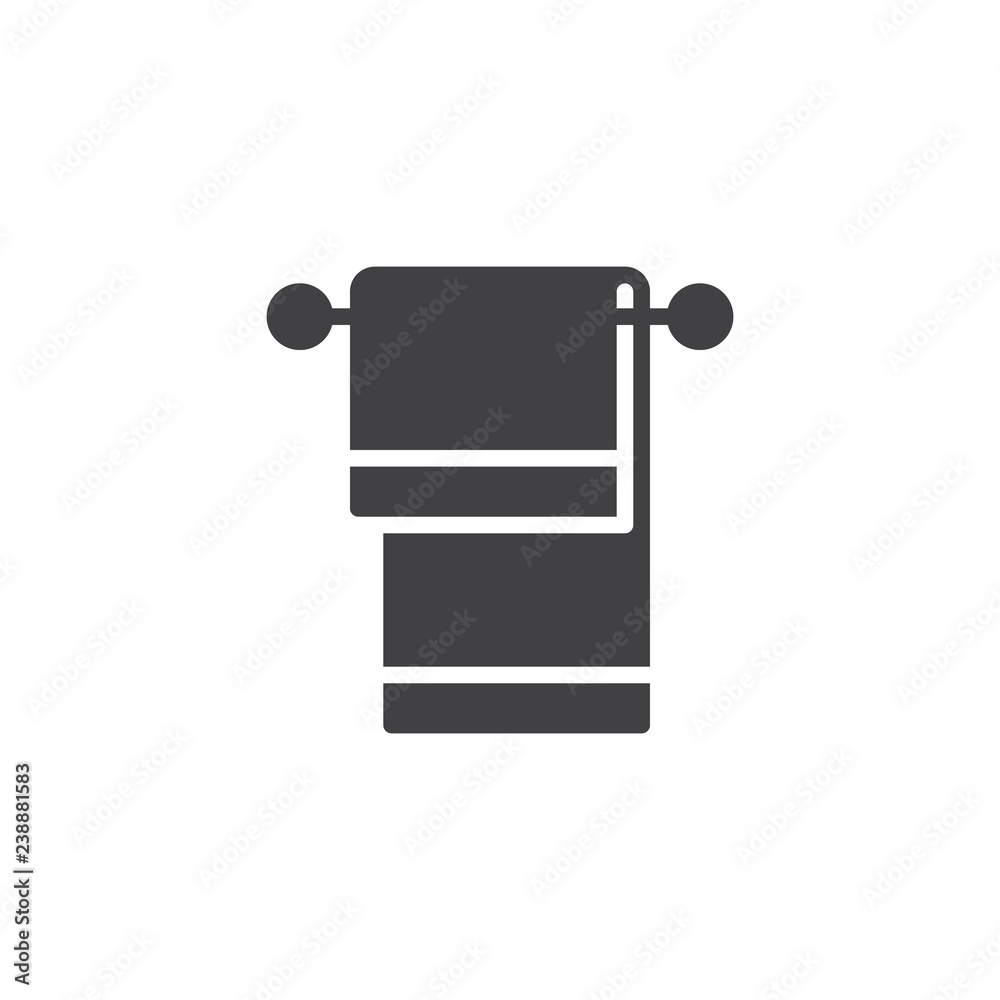 Hanging towel vector icon. filled flat sign for mobile concept and web design. Towel on hanger simple solid icon. Symbol, logo illustration. Pixel perfect vector graphics Hanging towel vector icon. filled flat sign for mobile concept and web design. Towel on hanger simple solid icon. Symbol, logo illustration. Pixel perfect vector graphics