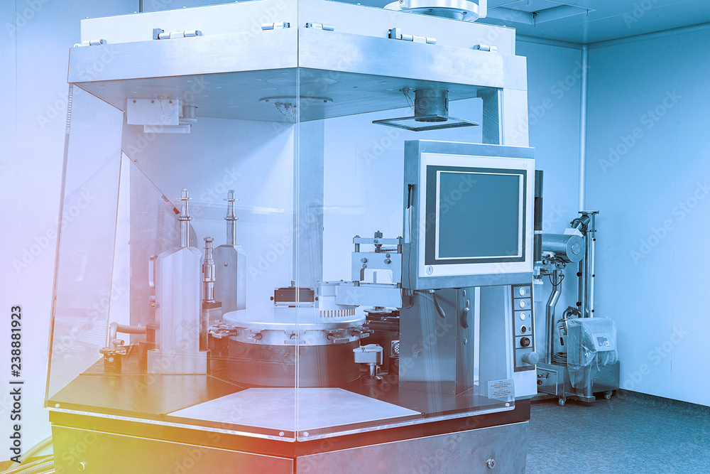 Naklejka premium Photo production, clean room with stainless steel hardware