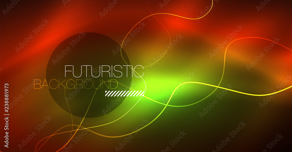 Neon lines wave background. Abstract composition Neon lines wave background. Abstract composition