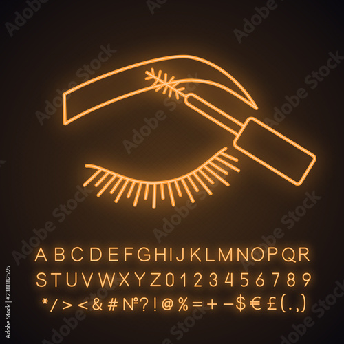 Eyebrows mascara neon light icon