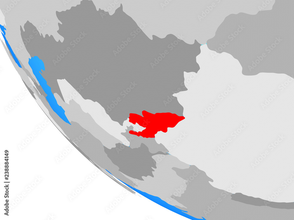 Fototapeta premium Kyrgyzstan on simple globe.