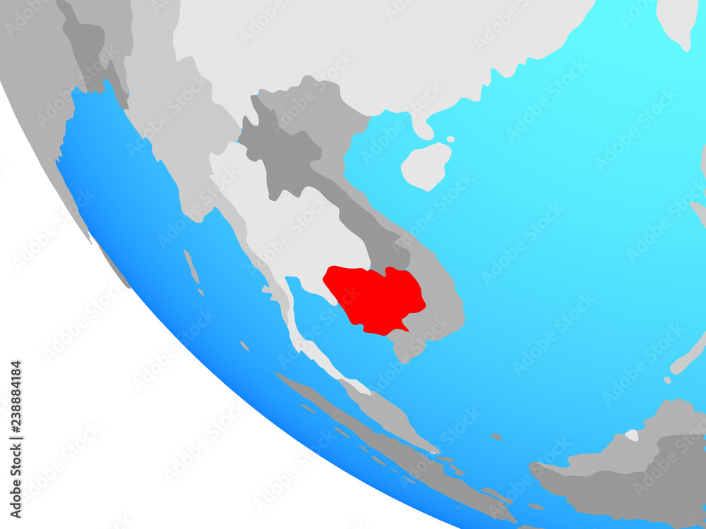 Fototapeta premium Cambodia on simple globe.