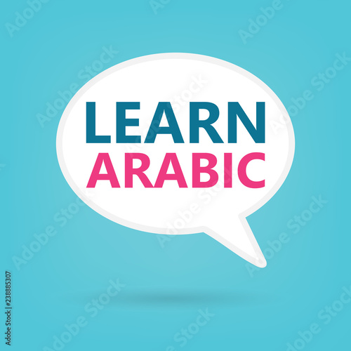 learn arabic written on a speech bubble- vector illustration