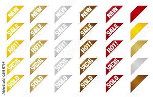 corner ribbon banner icon set (NEW,SALE,HOT!,SPECIAL,SOLD)