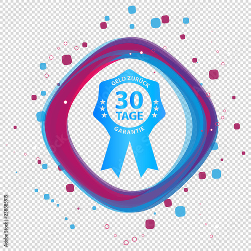 German Seal Badge 30 Days Cash Back Guarantee - Colorful Vector Button - Isolated On Transparent Background