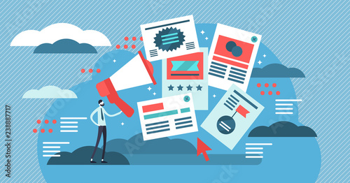Adverts vector illustration. Flat online PPC traffic attraction managing.