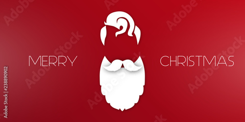 Merry Christmas - white paper Santa card