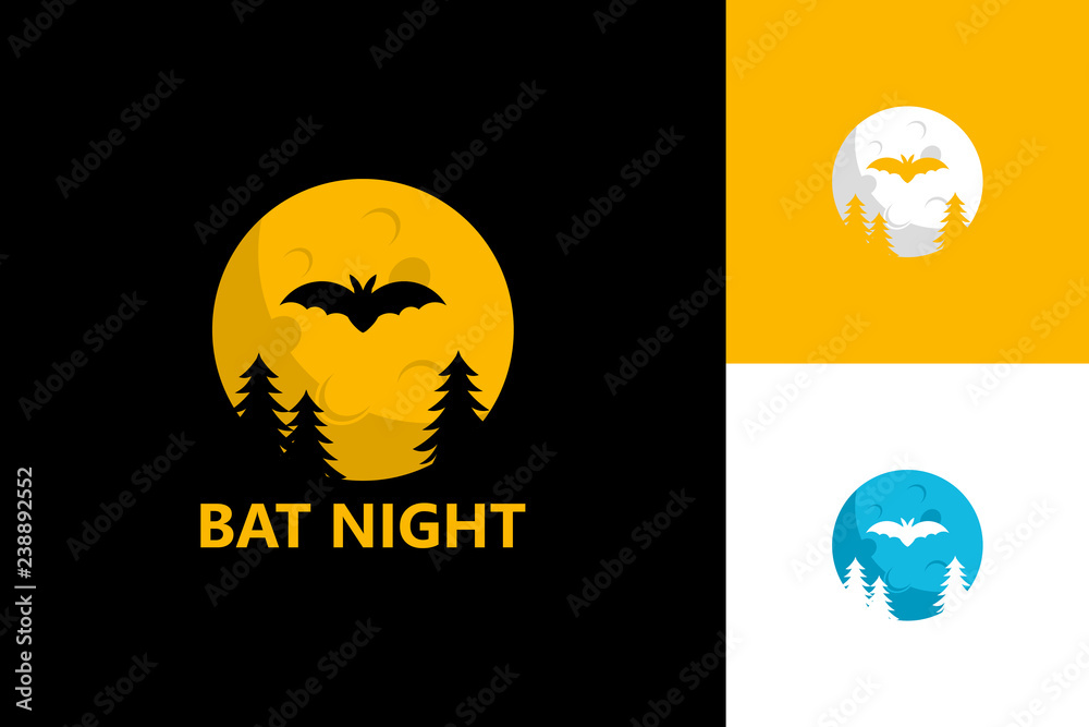 Bat Night Logo Template Design Vector, Emblem, Design Concept, Creative Symbol, Icon