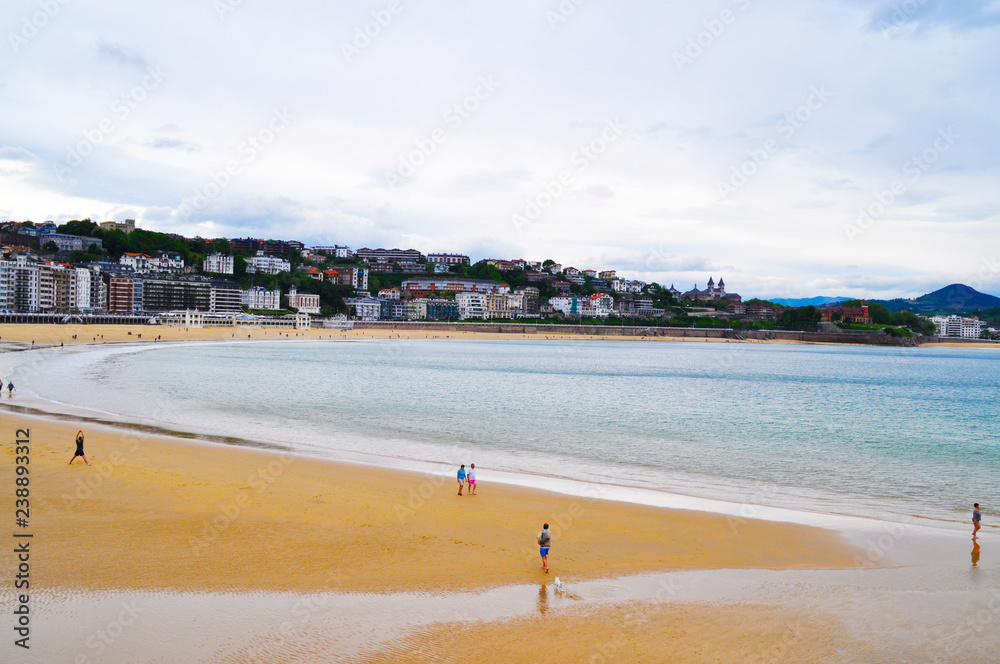 San Sebastian, Spain - APRIL 22th , 2011: Concha beach in the city of San Sebastian