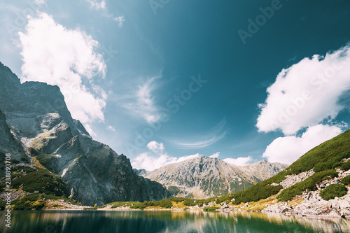 Fototapeta Naklejka Na Ścianę i Meble -  Tatra National Park, Poland. Calm Lake Czarny Staw under Rysy An