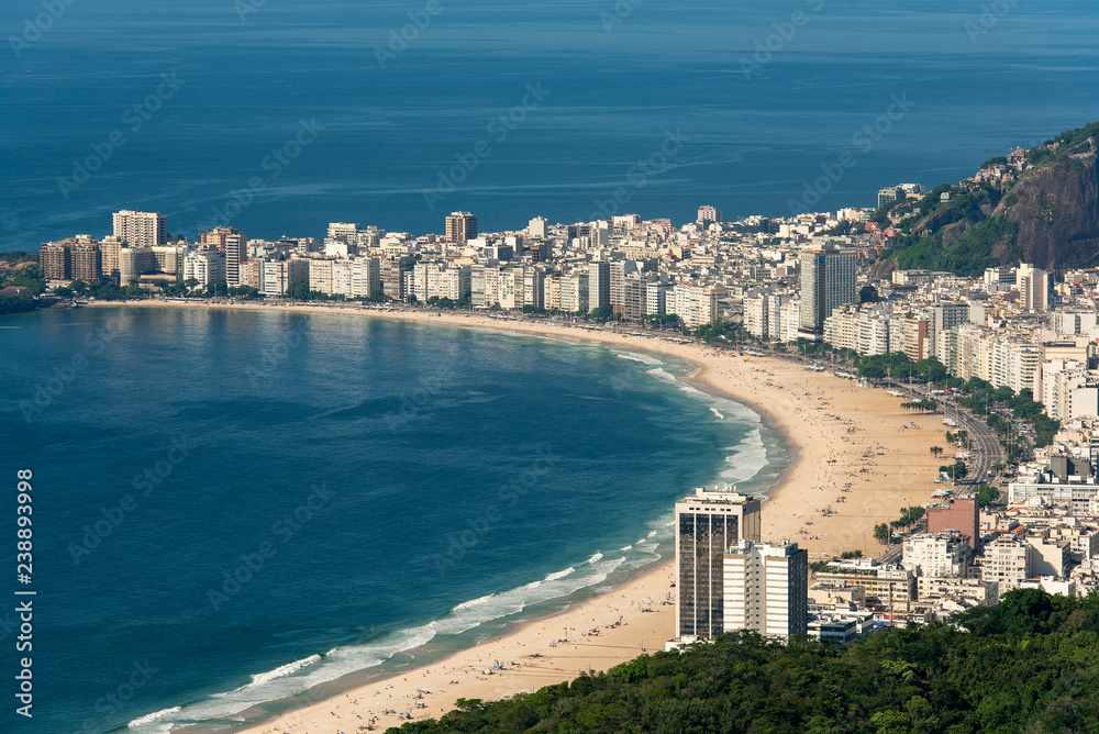 High Angle View of Copacabana Beach in Rio de Janeiro City, Brazil