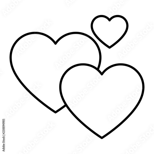 Hearts lovely symbol in black and white