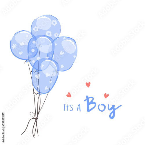 It's a boy vector illustration. Blue balloons