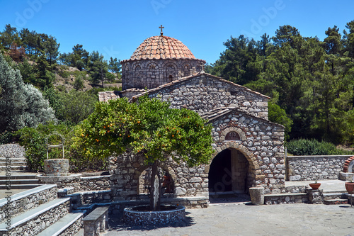 Moni Thari - Orthodox monastery in Byzantine style on the island of Rhodes. photo