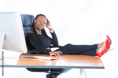 Businesswoman. The woman pu...