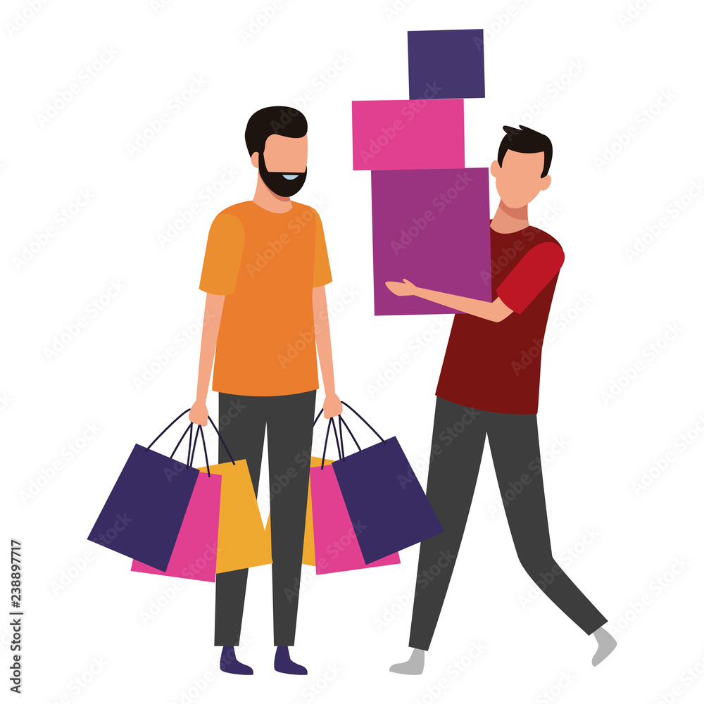 People shopping cartoon