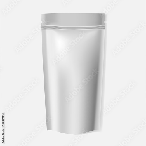 Blank stand up pouch with zip lock closure and tear notches, mockup