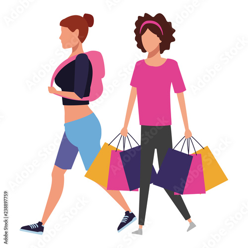 People shopping cartoon
