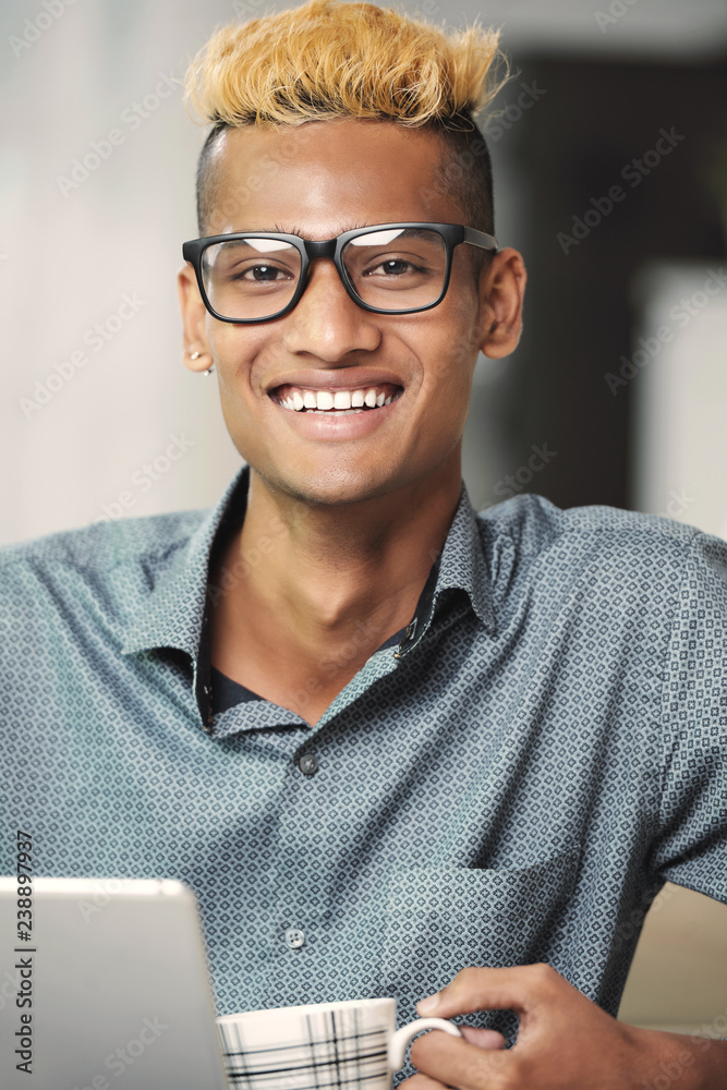 Cheerful man in glasses
