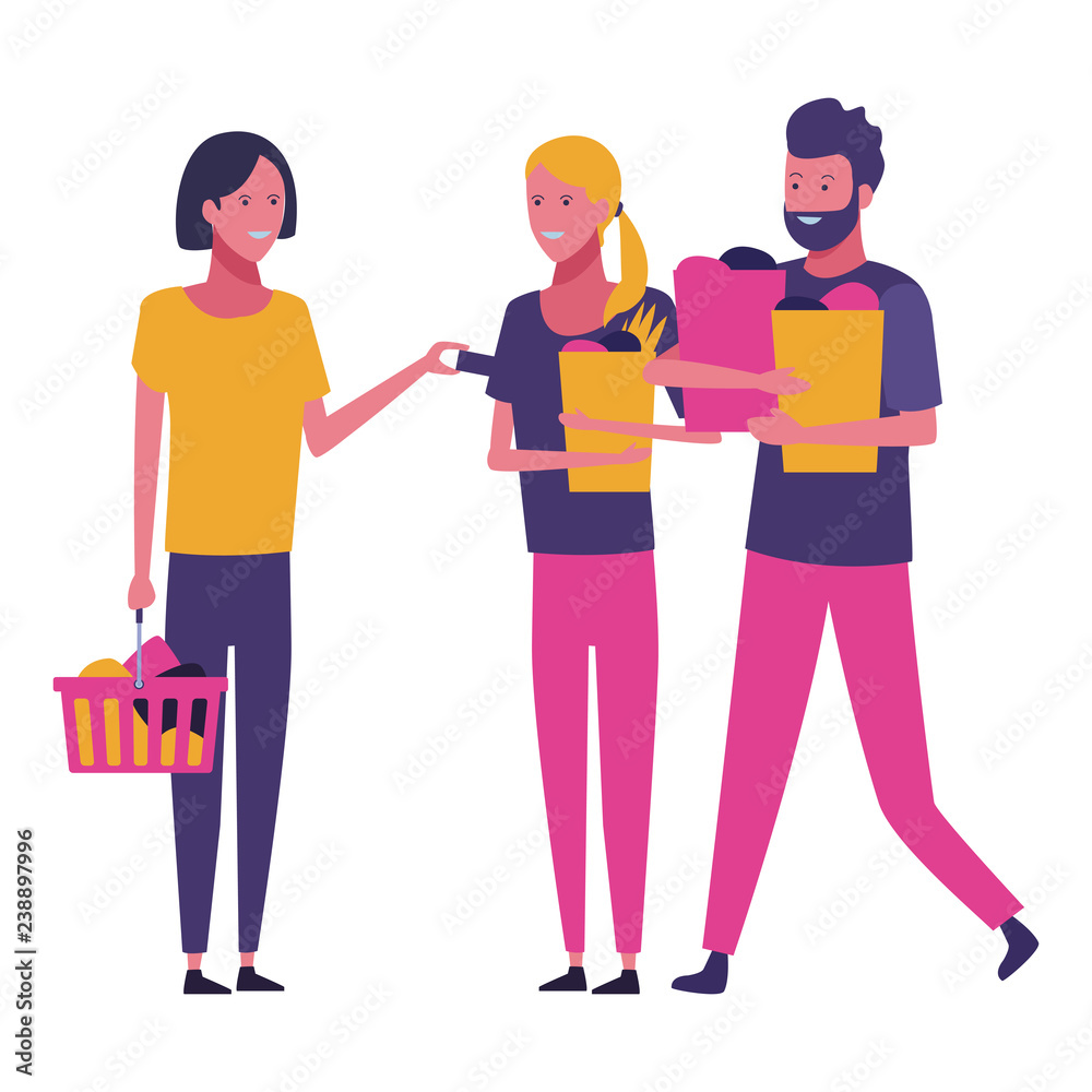 Obraz premium People shopping cartoon