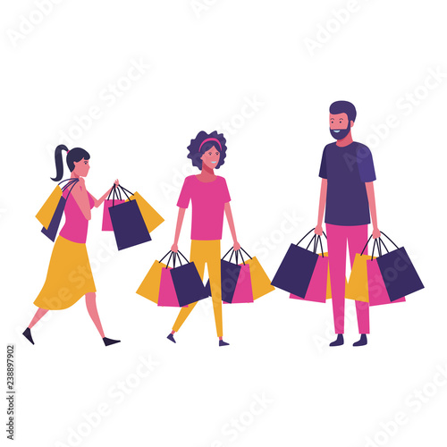 People shopping cartoon