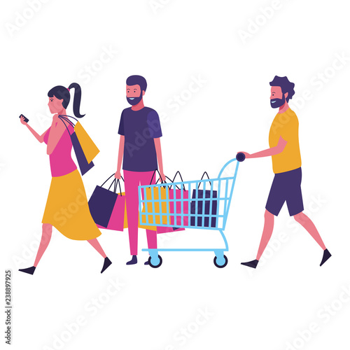 People shopping cartoon