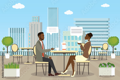 Business people on Roof patio,summer outdoor cafe