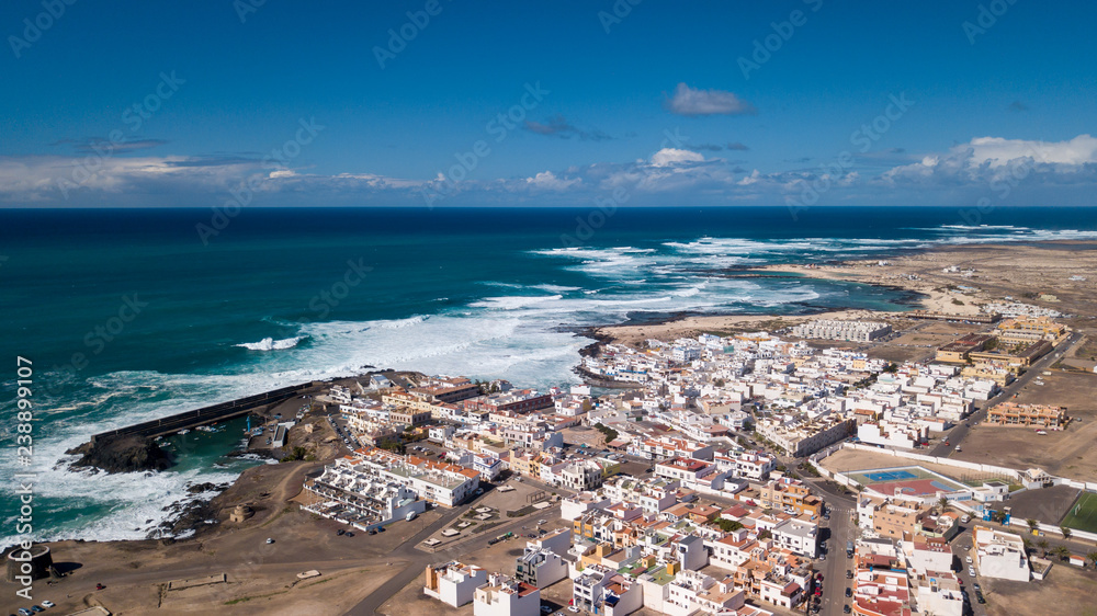 aerial view of El Cotillo bay, fuerteventura.