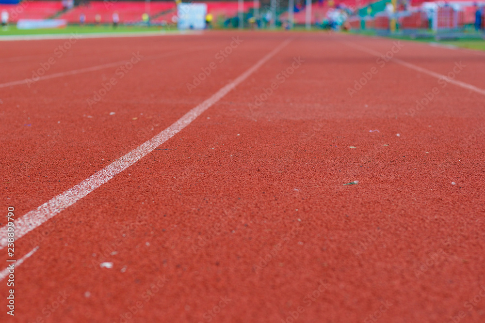 Athletics stadium running track, sport field Athletics stadium running track, sport field