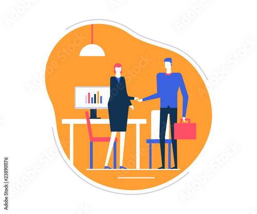 Job interview - flat design style colorful illustration