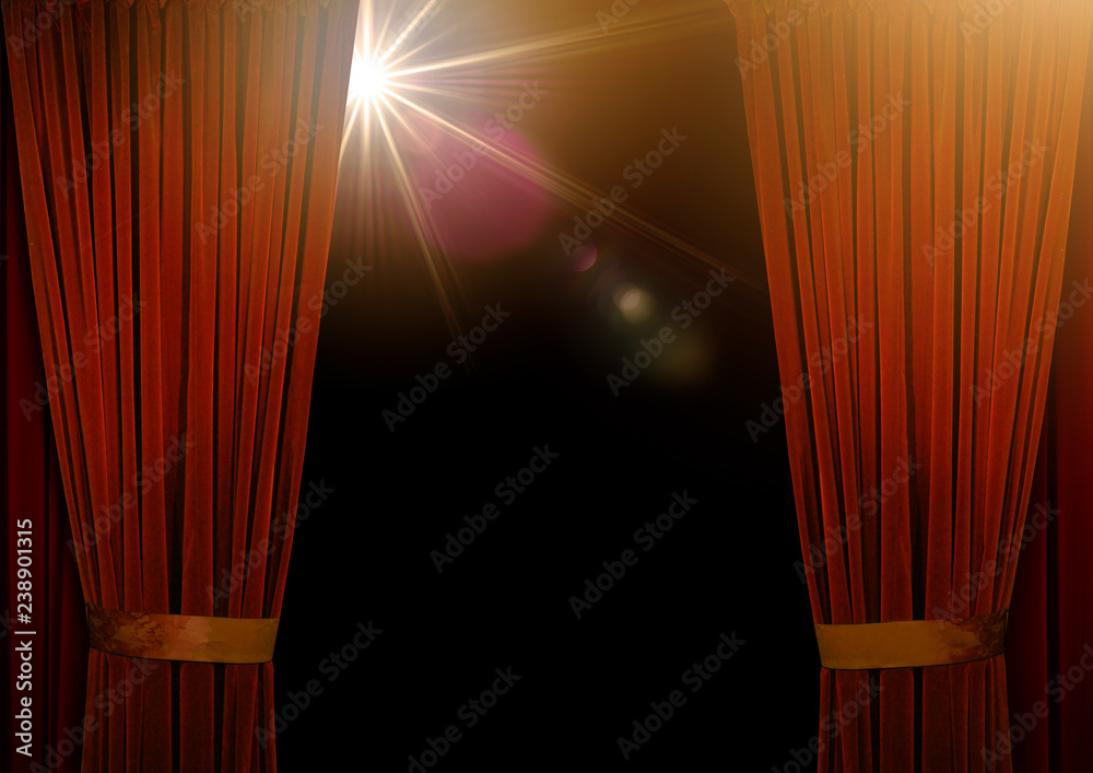 rideau scène spectacle théâtre velour rouge concert cabaret entrée Stock  Photo | Adobe Stock