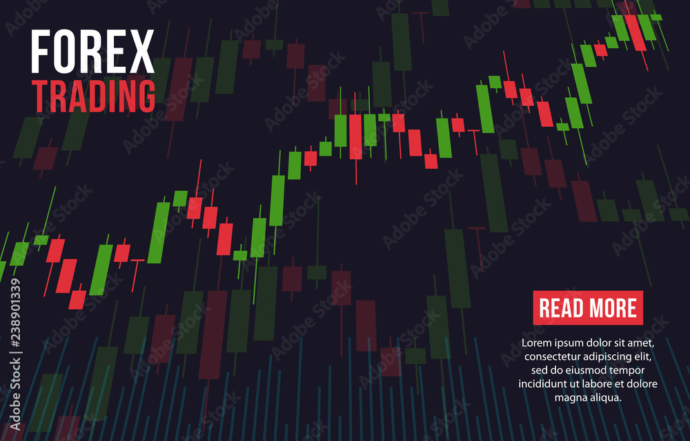 Fototapeta premium Vector background with stock market candlesticks chart. Forex trading creative design. Candlestick graph illustration for trade analytics