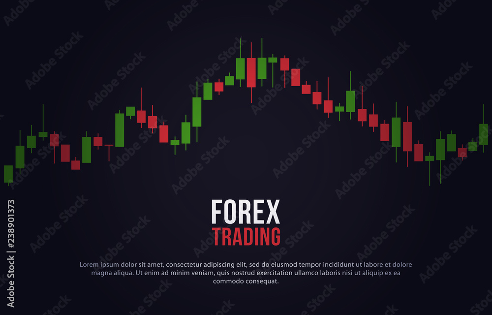 Vector background with stock market candlesticks chart. Forex trading creative design. Candlestick graph illustration for trade analytics