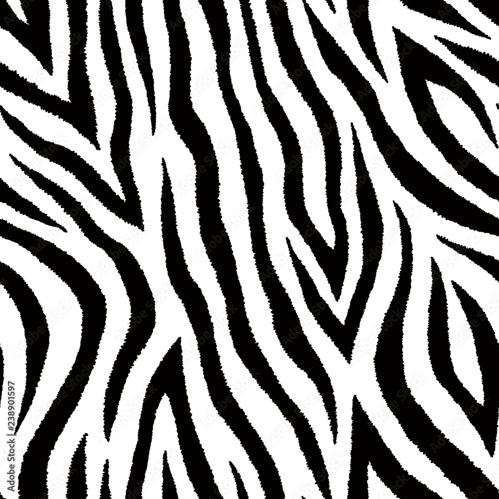 Seamless pattern with zebra fur print. Vector wallpaper. Animal skin  texture. Stock Vector | Adobe Stock