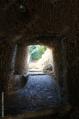 Tunnel in the old fortress of Tossa de Mar. Catalonia.Spain.