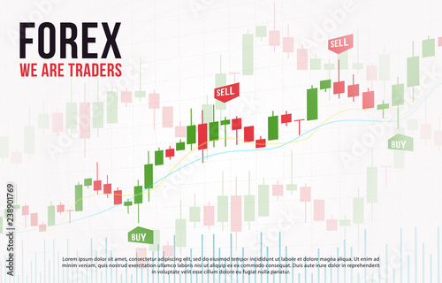 Vector background with stock market candlesticks chart. Forex trading creative design. Candlestick graph illustration for trade analytics