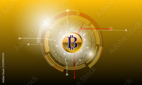 Bitcoin digital currency, Cryptocurrency digital money, technology network concept, for wallpaper background in stock marget vector illustration - Vector photo
