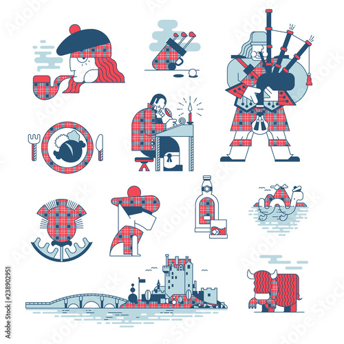 Illustrated Culture Icons of Scotland