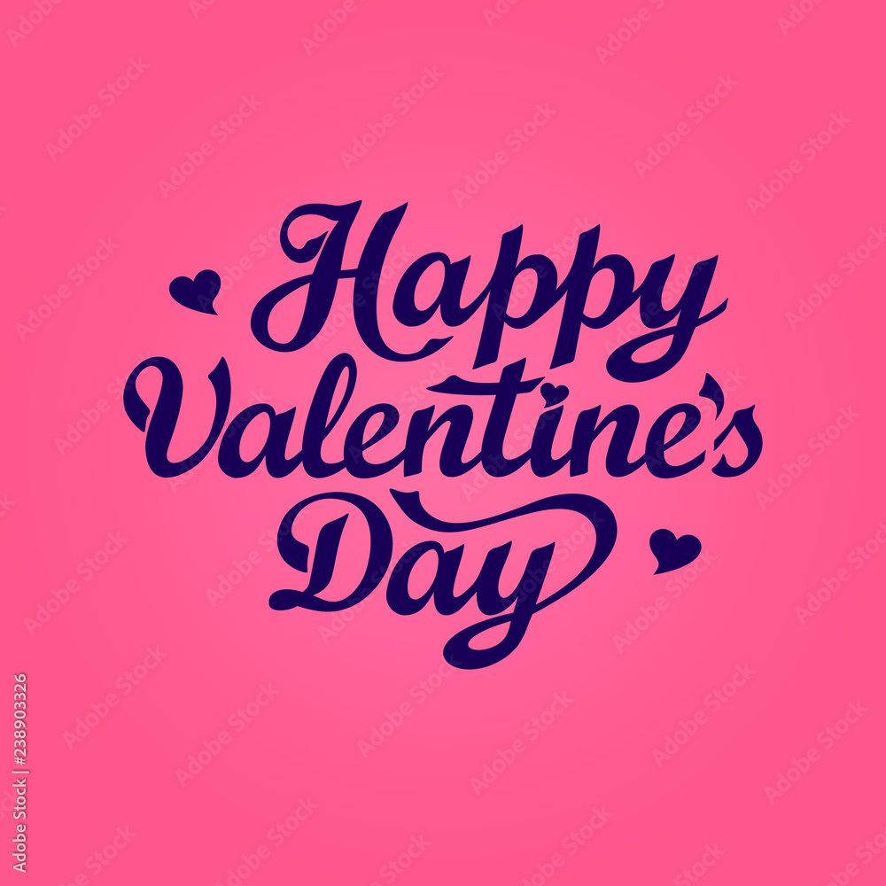 Happy Valentines day lettering. Valentines Day greeting card template with hand drawn text. Vector illustration