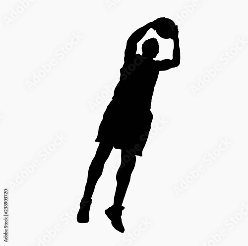 Basketball player in a jump with the ball in his hands. Outdoor sports. Vector illustration