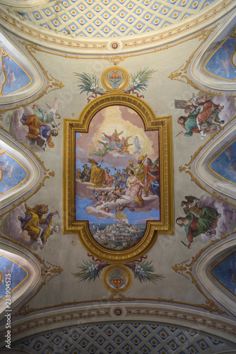 ceiling decorated with fresco of the Amelia Duomo  Umbria  Italy