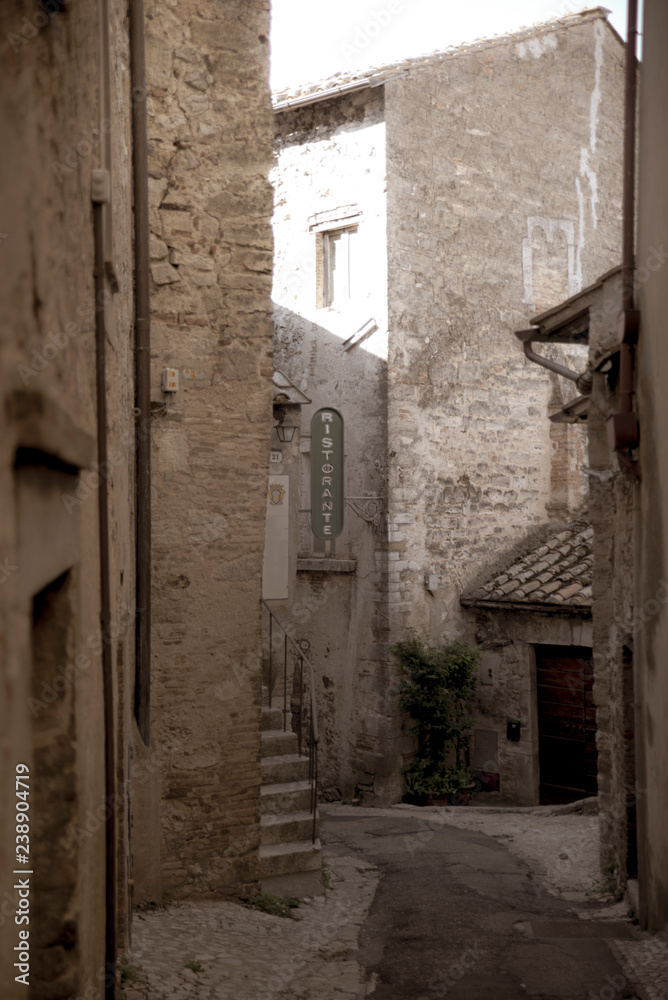 Fototapeta premium charakterystyczna aleja włoskiej średniowiecznej wioski. Amelia, Umbria, Włochy