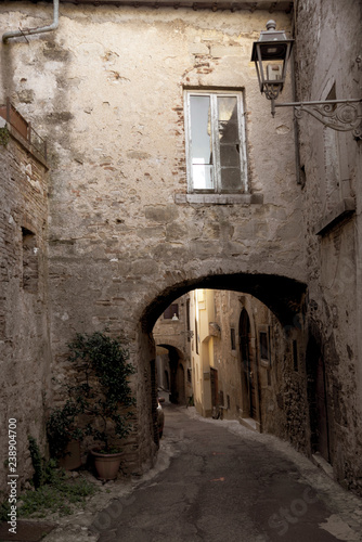 characteristic alley of Italian medieval village. Amelia, Umbria, Italy