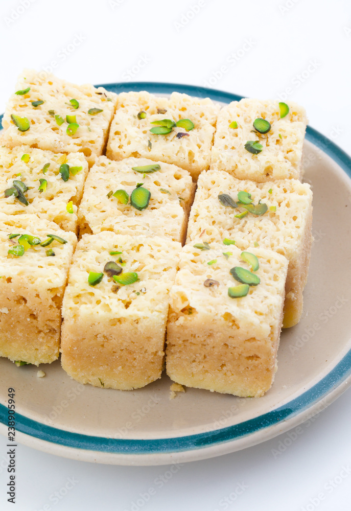 Indian Traditional Famous Sweet Food Mysore Pak or Mysoor Pak Indian Traditional Famous Sweet Food Mysore Pak or Mysoor Pak